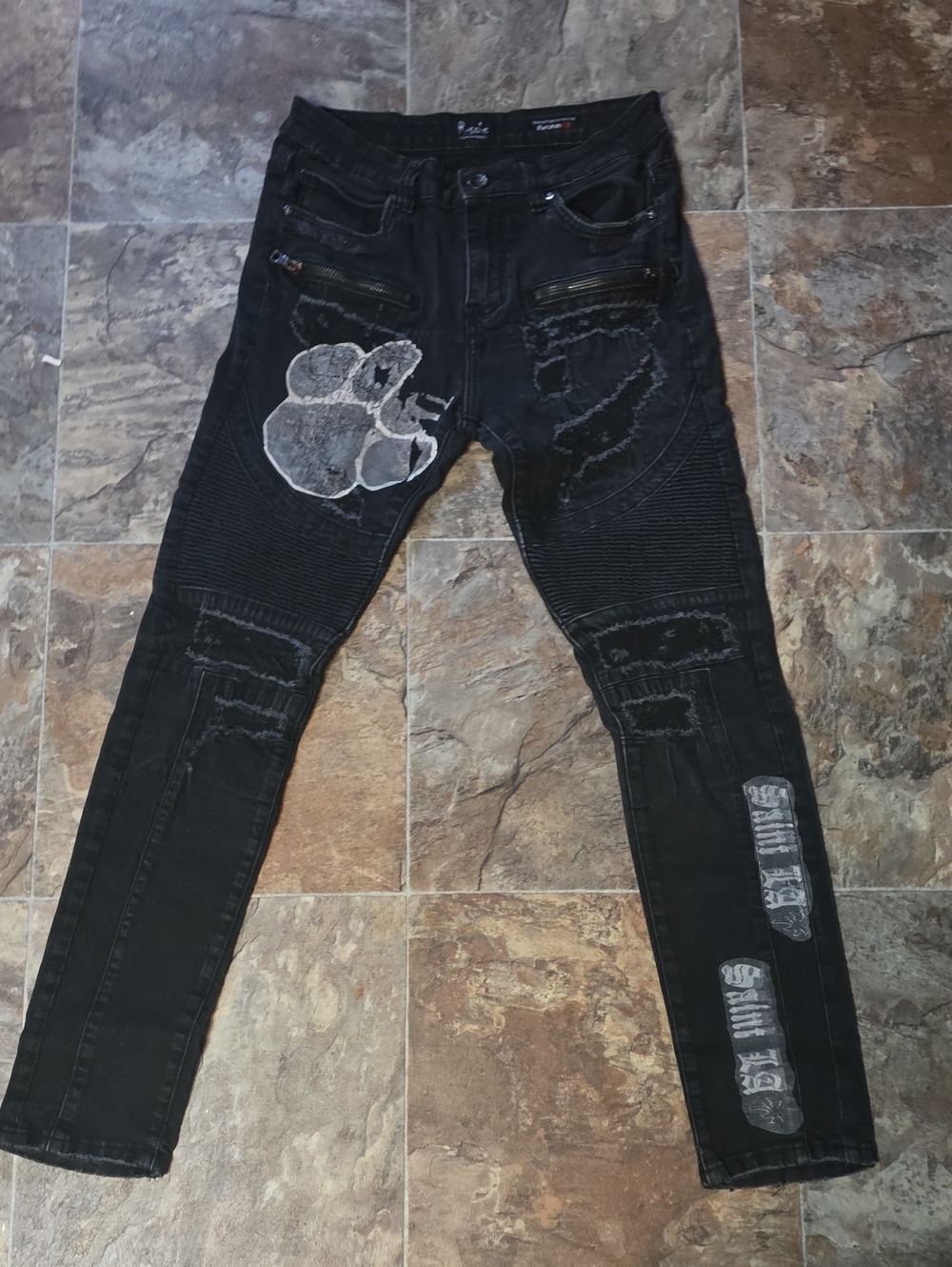 Buckle R-sole Black Slim Distressed Jeans 31 x 32